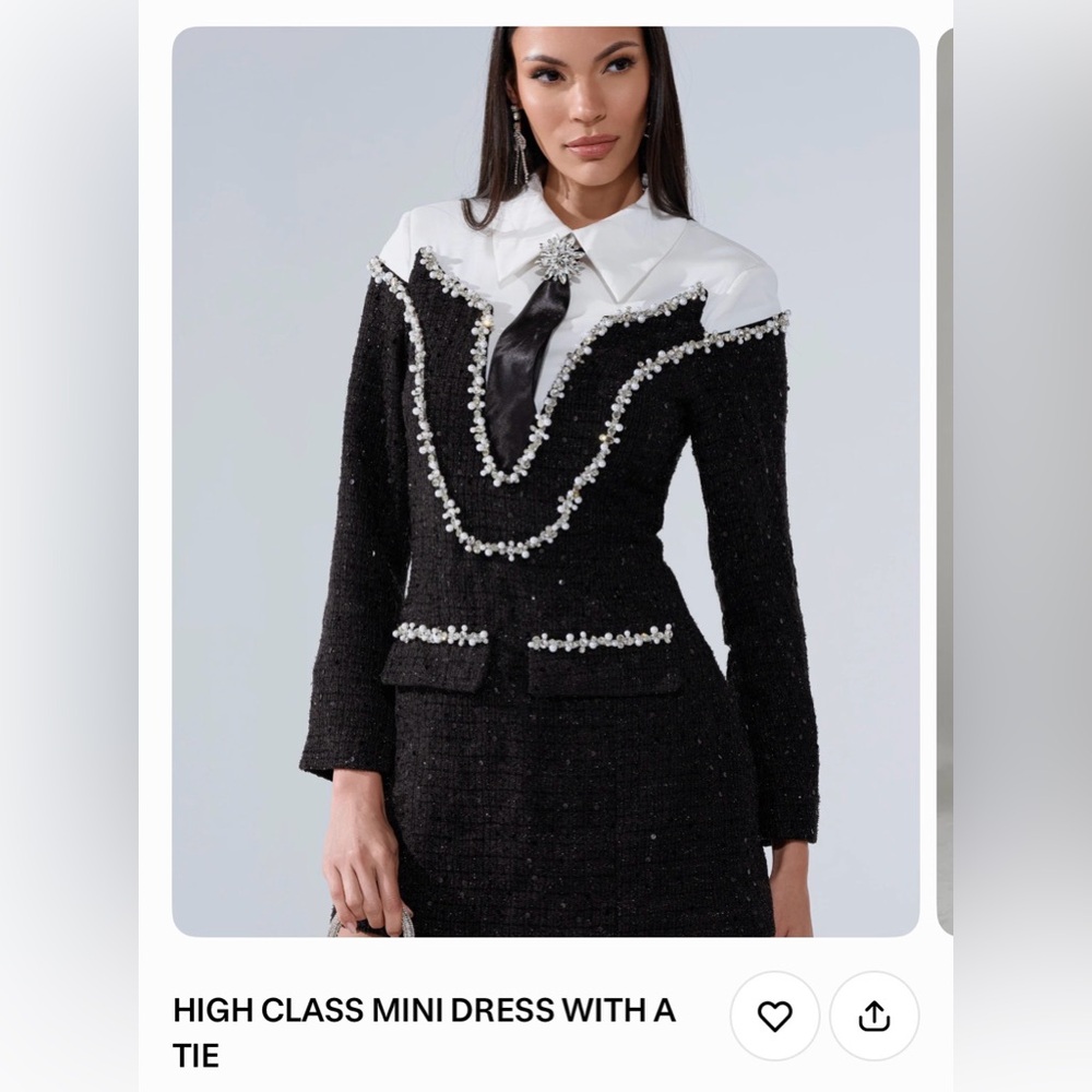 AKIRA HIGH CLASS MINI DRESS WITH A TIE Size 1X1X